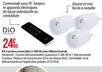Bricorama Kit 3 prises connectées 2 300 W avec télécommande offre