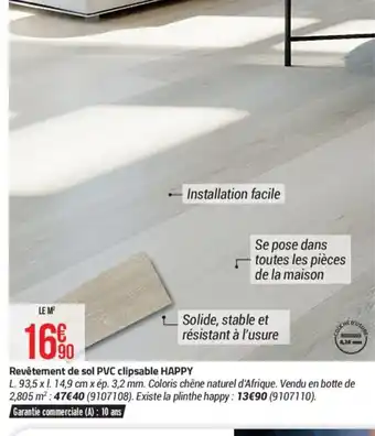 Bricorama Revêtement de sol PVC clipsable HAPPY offre
