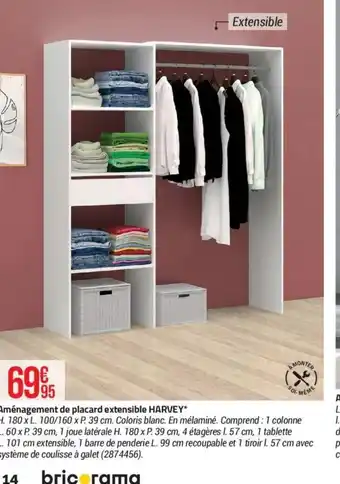 Bricorama Aménagement de placard extensible HARVEY* offre