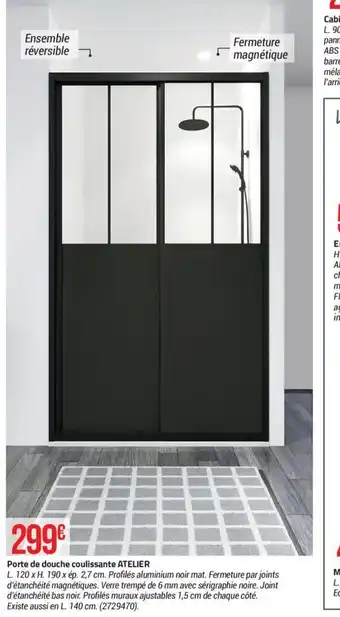 Bricorama Porte de douche coulissante ATELIER offre