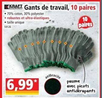 Norma Gants de travail 10 paires offre
