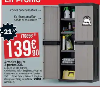 Bricorama Armoire haute 2 portes XXL offre