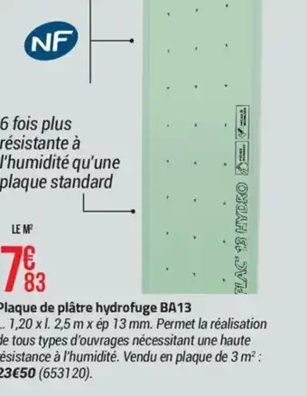 Bricorama Plaque de plâtre hydrofuge BA13 offre