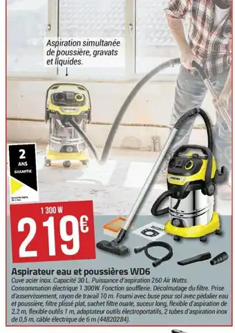 Bricorama Aspirateur eau et poussières WD6 offre