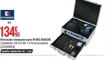 Bricorama Perceuse-visseuse sans fil MCKENZIE 2 batteries 18 V/2 Ah +214 accessoires (32420064). offre
