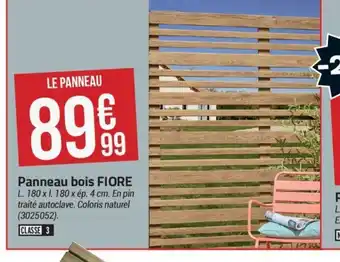 Bricorama Panneau bois FIORE L. 180 x I. 180 x ép. 4 cm. En pin traité autoclave. Coloris naturel (3025052). offre