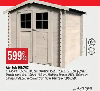 Bricorama Abri bois MILOVIC offre