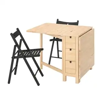 IKEA Norden / terje table+ 2 chaises pliantes, bouleau/noir, 26/89/152 cm offre