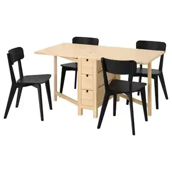 IKEA Norden / lisabo table et 4 chaises, bouleau/noir, 26/89/152 cm offre