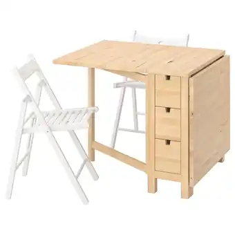IKEA Norden / terje table+ 2 chaises pliantes, bouleau/blanc, 26/89/152 cm offre