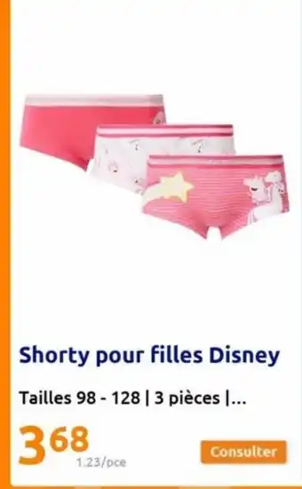 Action Shorty pour filles disney offre