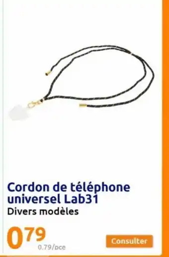 Action Cordon de téléphone universel lab31 offre