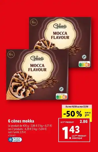 Lidl 6 cônes mokka offre