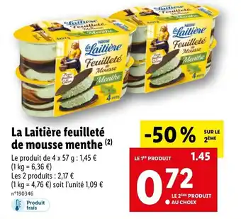 Lidl La Laitière feuilleté de mousse menthe (²) offre