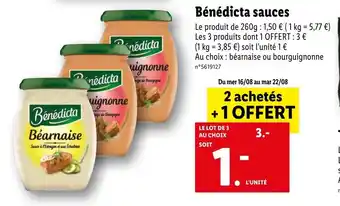Lidl Bénédicta sauces offre
