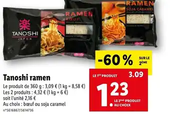 Lidl Tanoshi ramen offre