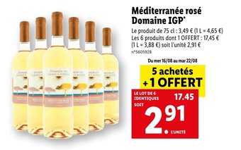 Lidl Méditerranée rosé Domaine IGP* offre