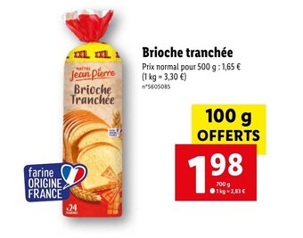 Lidl Brioche tranchée offre