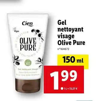 Lidl Gel nettoyant visage Olive Pure offre