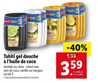 Lidl Tahiti gel douche à l'huile de coco offre