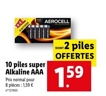 Lidl 10 piles super Alkaline AAA offre