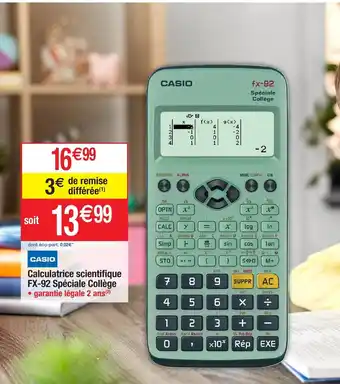 Calculatrice scientifique FX-92 spéciale collège