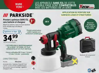 Lidl Pistolet à peinture SANS FIL sans batterie ni chargeur offre