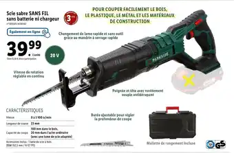 Lidl Scie sabre SANS FIL sans batterie ni chargeur offre