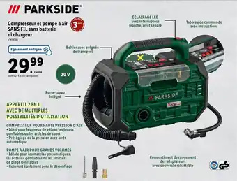 Lidl Compresseur et pompe à air 3 SANS FIL sans batterie ni chargeur offre