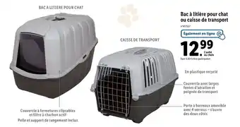 Lidl Bac à litière pour chat ou caisse de transport offre