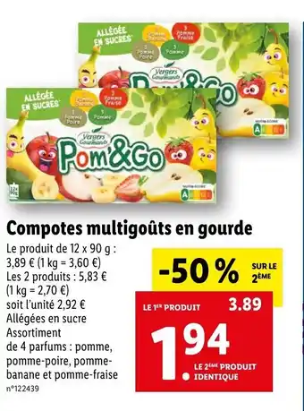Lidl Compotes multigoûts en gourde offre