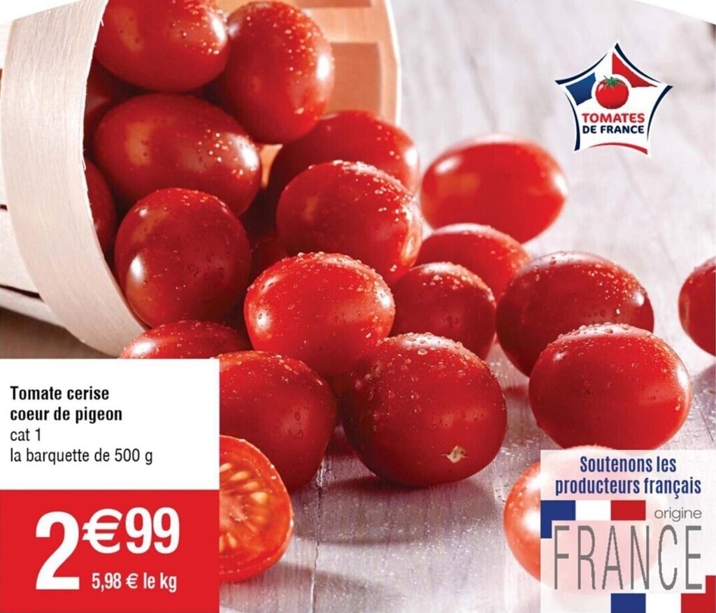 Promo Tomate cerise coeur de pigeon chez Cora