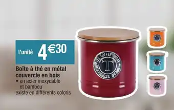 Migros Boîte à thé en métal couvercle en bois offre