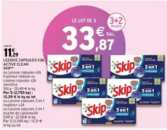 Intermarché Express LESSIVE CAPSULES X26 ACTIVE CLEAN SKIP offre
