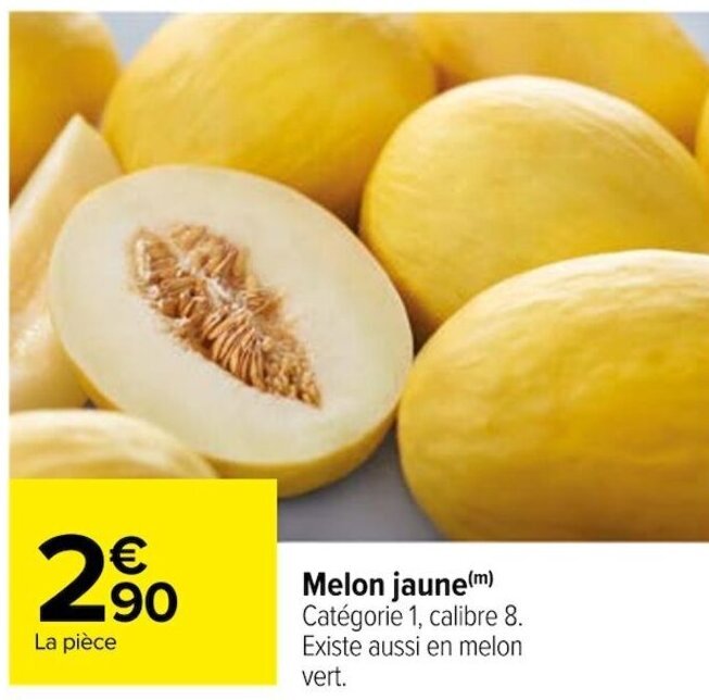 Promo Melon jaune(m) Catégorie 1, calibre 8. Existe aussi en melon vert