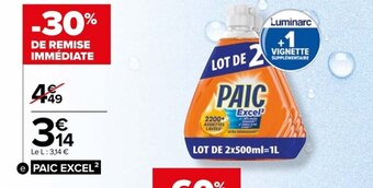 Carrefour Liquide Vaisselle PAIC EXCEL offre