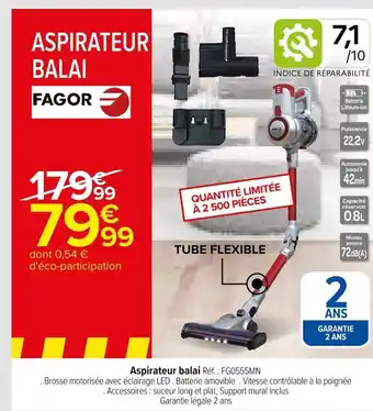 Carrefour Aspirateur balai Réf. : FG0555MN offre