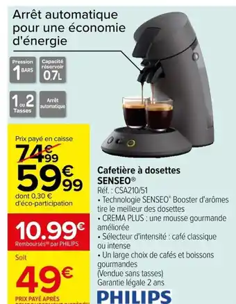 Carrefour Cafetière à dosettes SENSEO® offre