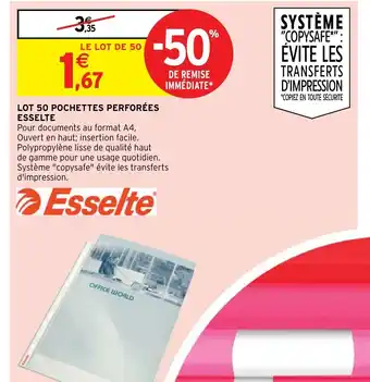 Intermarché Hyper LOT 50 POCHETTES PERFORÉES ESSELTE offre