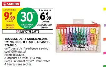TROUSSE DE 14 SURLIGNEURS SWING COOL 8 FLUO + 4 PASTEL STABILO