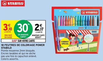 Intermarché Hyper 18 FEUTRES DE COLORIAGE POWER STABILO offre