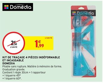 Intermarché Hyper KIT DE TRAÇAGE 4 PIÈCES INDÉFORMABLE ET INCASSABLE DOMEDIA offre