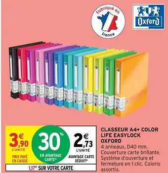 Intermarché Hyper CLASSEUR A4+ COLOR LIFE EASYLOCK OXFORD offre