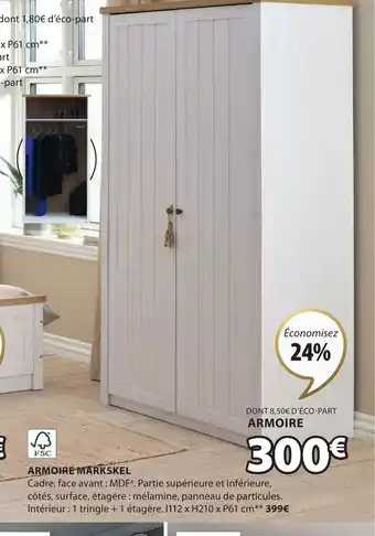 JYSK ARMOIRE MARKSKEL offre