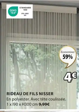 JYSK RIDEAU DE FILS NISSER En polyester. Avec tête coulissée. offre