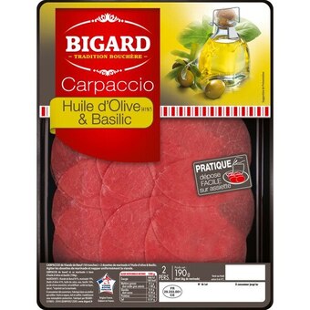 Carrefour Carpaccio huile d'olive et basilic bigard offre