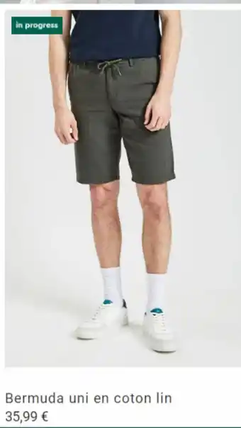 Bermuda uni en coton lin