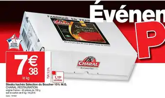 Promocash Steaks Hachés Sélection Du Boucher 15% M.g. Charal Restauration offre