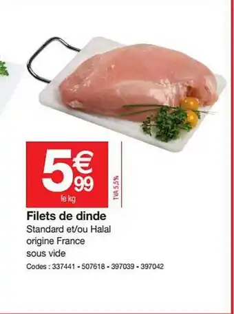 Promocash Filets De Dinde offre