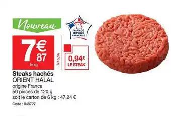 Promocash Steaks Hachés Orient Halal offre